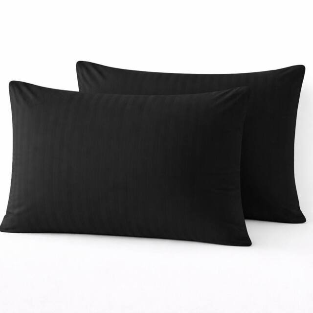 Homes-Linen Microfiber Stripe Pillowcases Set of 2 Hotel Quality in Black - Size: Standard Pillow Case - image 1