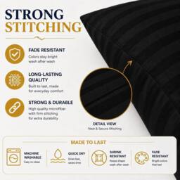 Homes-Linen Microfiber Stripe Pillowcases Set of 2 Hotel Quality in Black - Size: Standard Pillow Case - thumbnail 3
