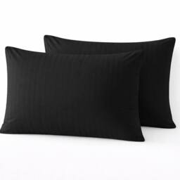 Homes-Linen Microfiber Stripe Pillowcases Set of 2 Hotel Quality in Black - Size: Standard Pillow Case - thumbnail 1