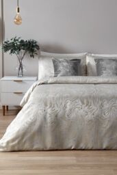 Paoletti Marble Metallic Jacquard Duvet Cover Set in Metallics - Size: Super King