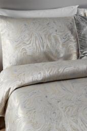 Paoletti Marble Metallic Jacquard Duvet Cover Set in Metallics - Size: Super King - thumbnail 2