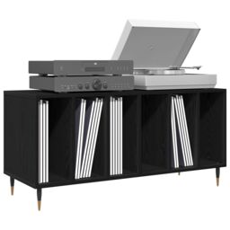 Berkfield Home Record Cabinet Black Oak 100x38x48 cm Engineered Wood - Size: 100 x 38 x 48 cm - thumbnail 3