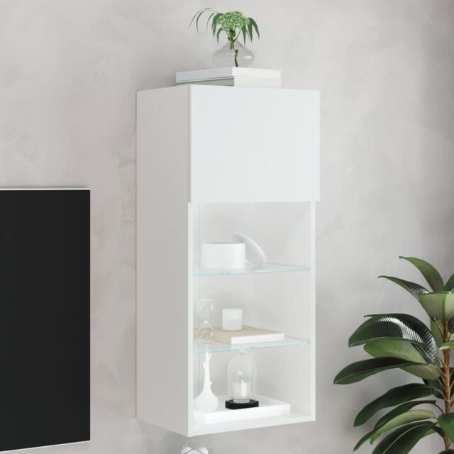 Berkfield Home TV Cabinet with LED Lights White 40.5x30x90 cm - image 1