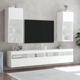 Berkfield Home TV Cabinet with LED Lights White 40.5x30x90 cm - thumbnail 3