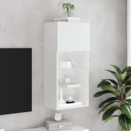 Berkfield Home TV Cabinet with LED Lights White 40.5x30x90 cm - thumbnail 4