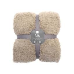 Ribbon Teddy Fleece Throw in Natural
