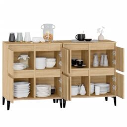 Berkfield Home Sideboards 2 pcs Sonoma Oak 60x35x70 cm Engineered Wood in Brown - Size: 60 x 35 x 70 cm - thumbnail 5