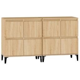 Berkfield Home Sideboards 2 pcs Sonoma Oak 60x35x70 cm Engineered Wood in Brown - Size: 60 x 35 x 70 cm - thumbnail 6