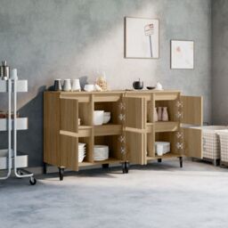 Berkfield Home Sideboards 2 pcs Sonoma Oak 60x35x70 cm Engineered Wood in Brown - Size: 60 x 35 x 70 cm - thumbnail 3