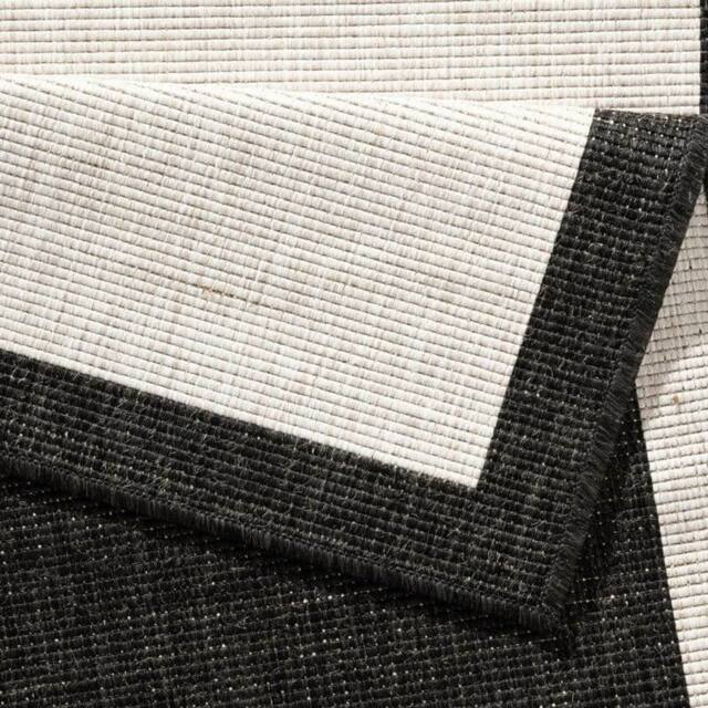 THE RUGS Panama Reversible Indoor Outdoor Rug Flatweave Weatherproof Bordered in Black - Size: 160 cm x 230 cm - image 1