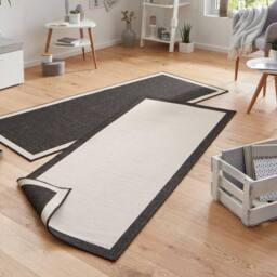 THE RUGS Panama Reversible Indoor Outdoor Rug Flatweave Weatherproof Bordered in Black - Size: 160 cm x 230 cm - thumbnail 5