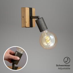 BRILONER Gunmetal Wood 1xE27 25W Requires Bulb Spotlight in Grey - thumbnail 6