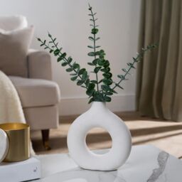 OHS Artificial Eucalyptus with Ceramic Vase Home Decorative Faux Plant in Cream - thumbnail 1