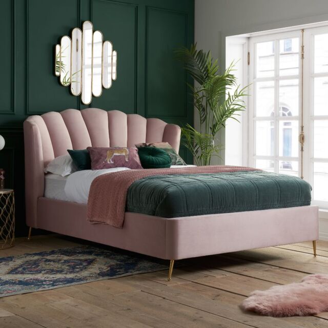 Birlea Velvet Fabric Ottoman Bed Frame Storage Lottie in Pink - Size: King - image 1