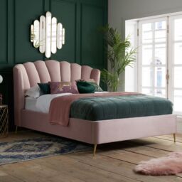 Birlea Velvet Fabric Ottoman Bed Frame Storage Lottie in Pink - Size: King