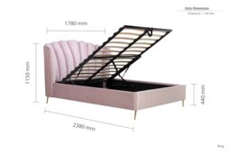 Birlea Velvet Fabric Ottoman Bed Frame Storage Lottie in Pink - Size: King - thumbnail 6
