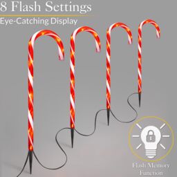 Christow Candy Cane Lights Large LED Christmas Pathway Decorations Red & White Mains x 4 - thumbnail 2