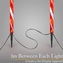 Christow Candy Cane Lights Large LED Christmas Pathway Decorations Red & White Mains x 4 - thumbnail 4