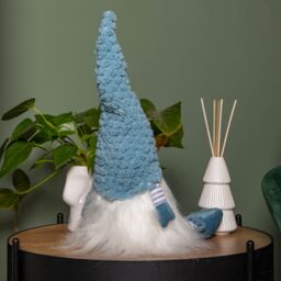Samuel Alexander 53cm Blue Sitting Christmas Gonk Decoration with Knitted Hat & Dangly Legs - thumbnail 6