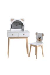 Home Source Ted Kids 2 Drawer Dressing Table Set With Built-In Mirror & Stool - thumbnail 2
