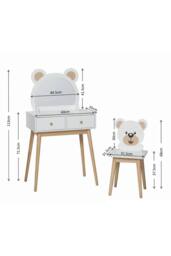 Home Source Ted Kids 2 Drawer Dressing Table Set With Built-In Mirror & Stool - thumbnail 8