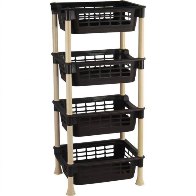 DECORE4U LTD Modular Vegetable Rack 4 Tier Kitchen Storage Stand Durable in Black - image 1