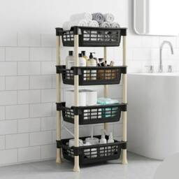 DECORE4U LTD Modular Vegetable Rack 4 Tier Kitchen Storage Stand Durable in Black - thumbnail 5