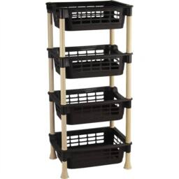 DECORE4U LTD Modular Vegetable Rack 4 Tier Kitchen Storage Stand Durable in Black - thumbnail 1