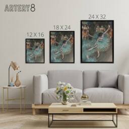 "Artery8 Swaying Ballet Dancer in Green Degas Black Framed Canvas Wall Art - Size: W12"" x H16""" - thumbnail 4