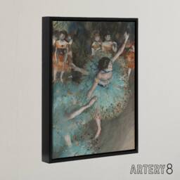 "Artery8 Swaying Ballet Dancer in Green Degas Black Framed Canvas Wall Art - Size: W12"" x H16""" - thumbnail 2