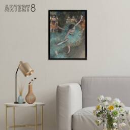"Artery8 Swaying Ballet Dancer in Green Degas Black Framed Canvas Wall Art - Size: W12"" x H16""" - thumbnail 3