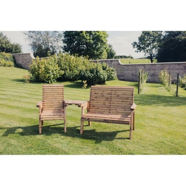 Churnet Valley Garden Furniture Ltd Valley Trio Set - Timber - Garden Furniture - Fully Assembled in Brown - image 1