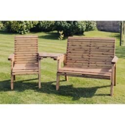 Churnet Valley Garden Furniture Ltd Valley Trio Set - Timber - Garden Furniture - Fully Assembled in Brown - thumbnail 3