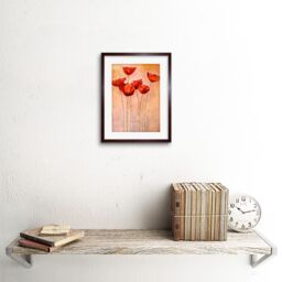 "Artery8 Wall Art Print Flower Red Poppies Painting Art Framed 9x7 inch in Brown - Size: W7"" x H9""" - thumbnail 2