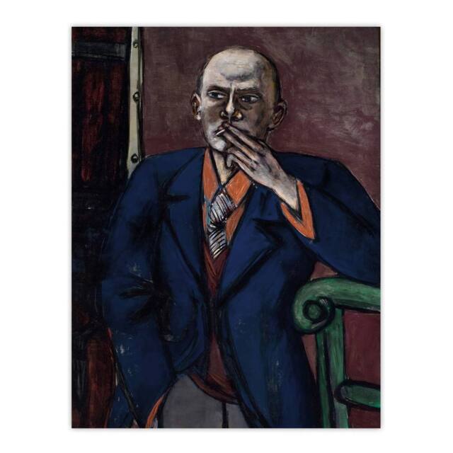 "Artery8 1950 Self Portrait With Cigarette Beckmann Wall Art Poster Print - Size: W24"" x H32""" - image 1