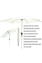Glamhaus Cream Garden Table Tilting Parasol Crank Waterproof Umbrella 2.7M - thumbnail 2
