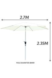 Glamhaus Cream Garden Table Tilting Parasol Crank Waterproof Umbrella 2.7M - thumbnail 3