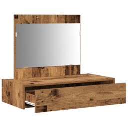 Berkfield Home Wall Hanging Dressing Table Old Wood 83x40x70 cm in Brown - Size: 83 x 40 x 70 cm - thumbnail 5