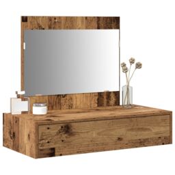 Berkfield Home Wall Hanging Dressing Table Old Wood 83x40x70 cm in Brown - Size: 83 x 40 x 70 cm - thumbnail 3