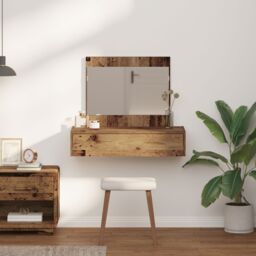 Berkfield Home Wall Hanging Dressing Table Old Wood 83x40x70 cm in Brown - Size: 83 x 40 x 70 cm - thumbnail 4