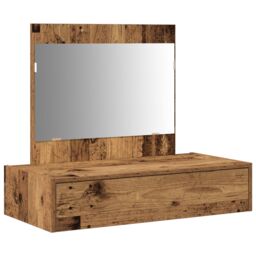 Berkfield Home Wall Hanging Dressing Table Old Wood 83x40x70 cm in Brown - Size: 83 x 40 x 70 cm - thumbnail 2
