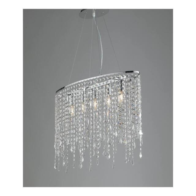 Netlighting BREEZE 5 Light Pendant Ceiling Light Chrome K9 Crystals 66.5x23.5x46cm in Silver - Size: 66.5x23.5x46 cm