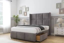 "Sloomy Beaumont Naples Divan Set 2 Drawers-54"" Wingback-Footboard in Grey - Size: Super King" - thumbnail 1