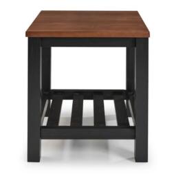FORGEVIO Lamp Table Black Painted Pine Wooden Side Table Storage Shelf - thumbnail 4