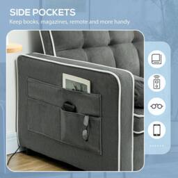 Wyld Haus Tapa Linen Effect 2 Seater Sofa Bed Charcoal Grey with White Trim - thumbnail 7