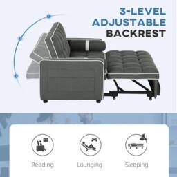 Wyld Haus Tapa Linen Effect 2 Seater Sofa Bed Charcoal Grey with White Trim - thumbnail 5