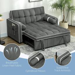 Wyld Haus Tapa Linen Effect 2 Seater Sofa Bed Charcoal Grey with White Trim - thumbnail 6