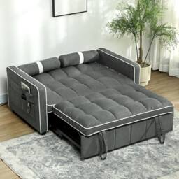 Wyld Haus Tapa Linen Effect 2 Seater Sofa Bed Charcoal Grey with White Trim - thumbnail 8