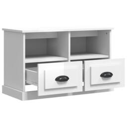 Berkfield Home TV Cabinet High Gloss White 80x35x50 cm Engineered Wood - Size: 80 x 35 x 50 cm - thumbnail 6