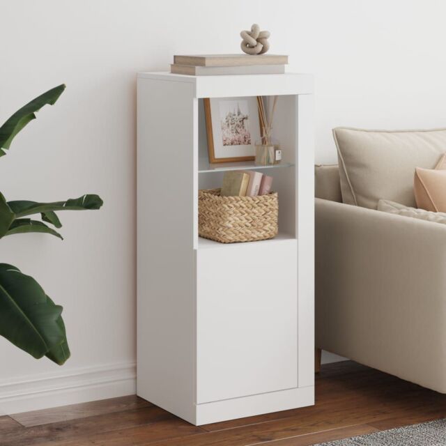 Berkfield Home Sideboard with LED Lights White 41x37x100 cm - Size: 41 x 37 x 100 cm - image 1